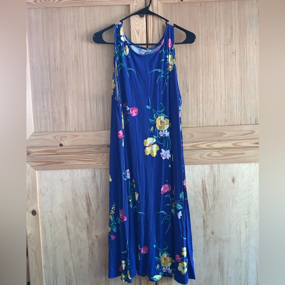 Old Navy blue “Flowers” printed modest dress size 2X - Picture 1 of 3